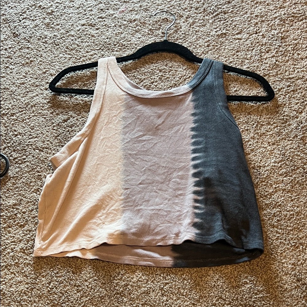 No Boundaries Cream and Gray Tank Top